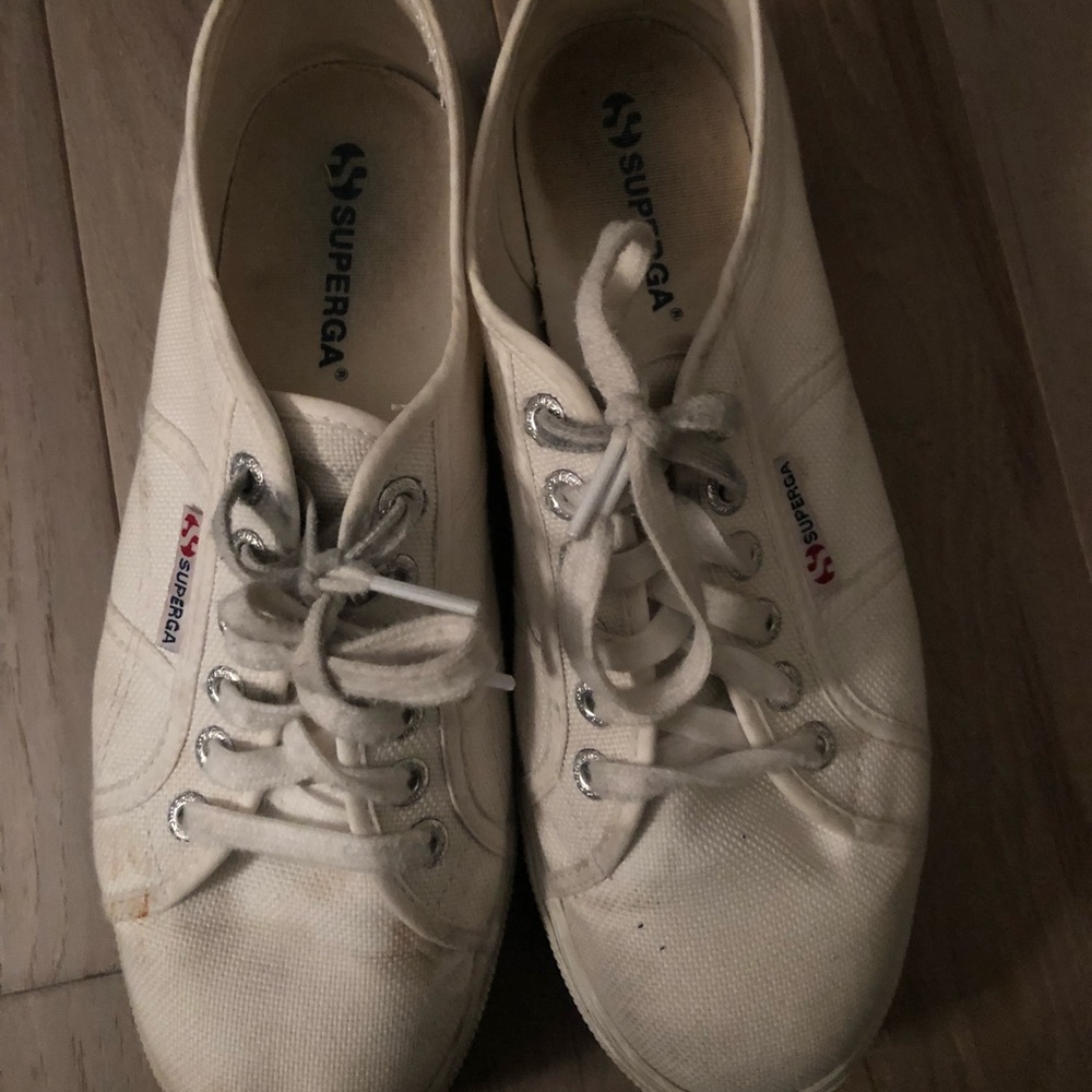Supergas platform white shoes!!